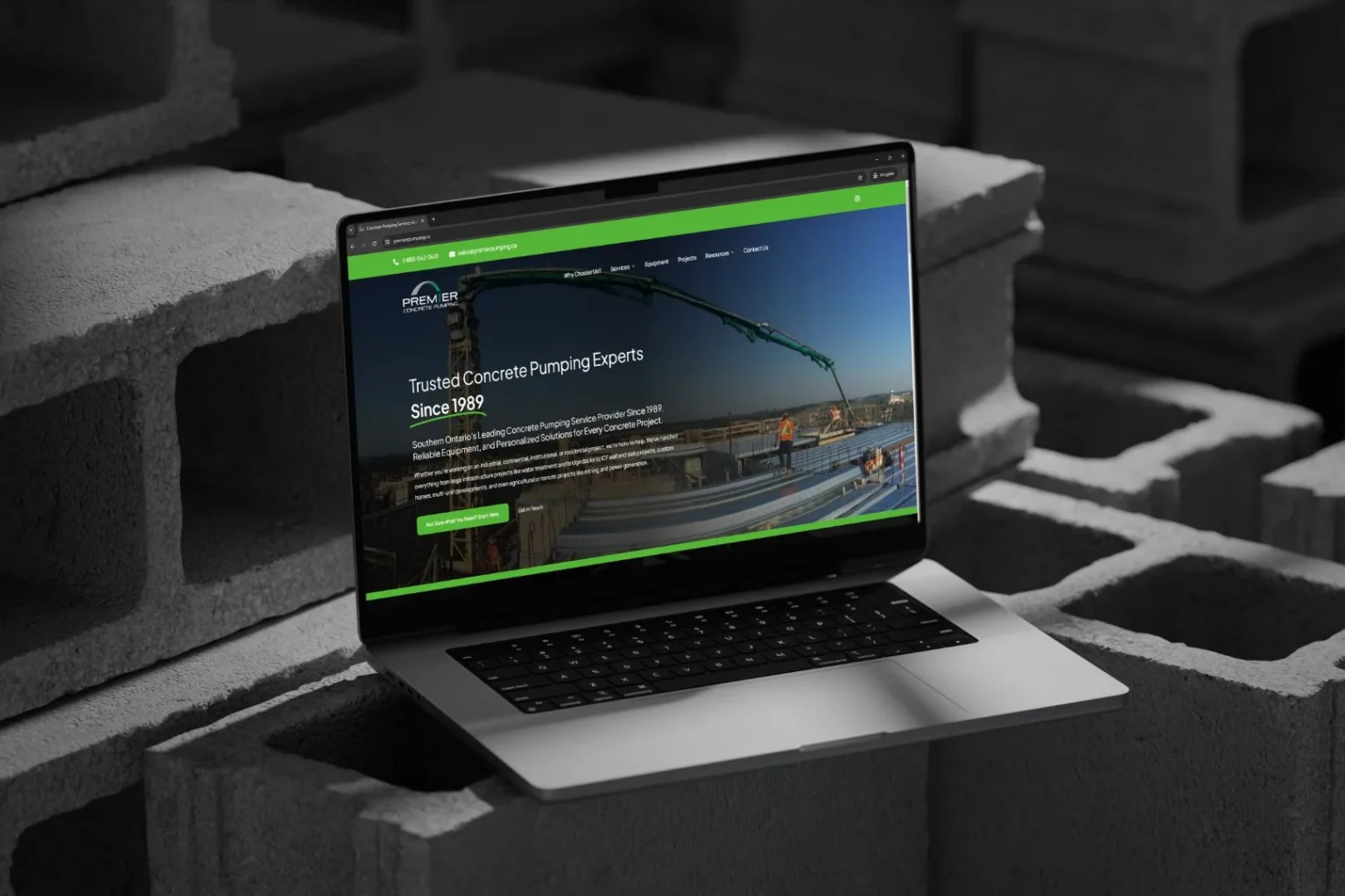 Premier Concrete Pumping Website design mockup by Groundwork Agency